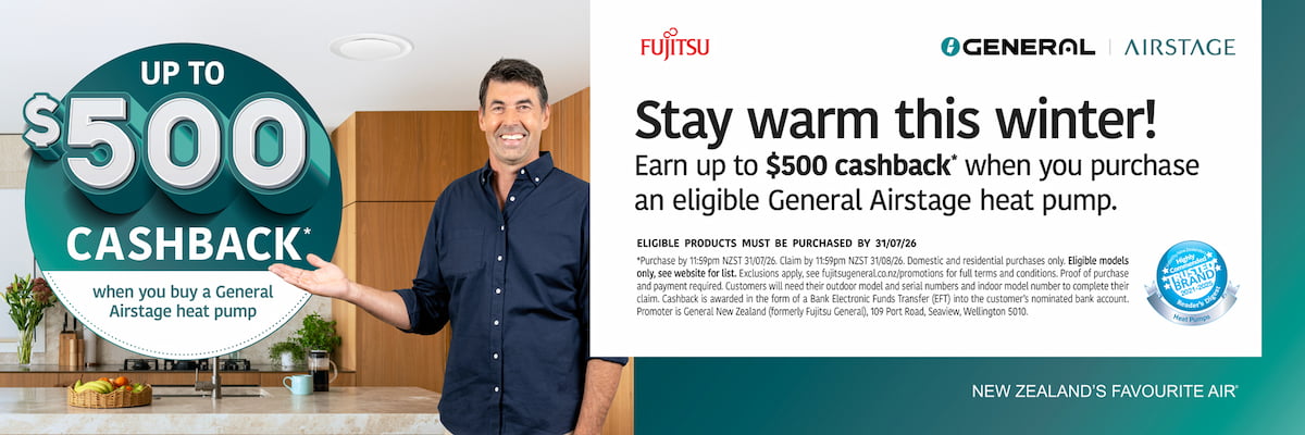 Fujitsu - Earn up to $500 cashback* when you purchase an eligible General Airstage heat pump