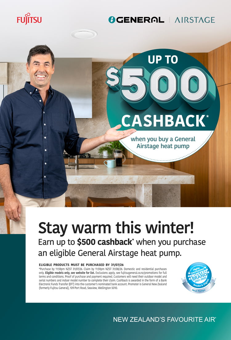Fujitsu - Earn up to $500 cashback* when you purchase an eligible General Airstage heat pump